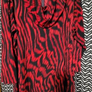 A Red and Black Zebra Print Blouse, from Cato